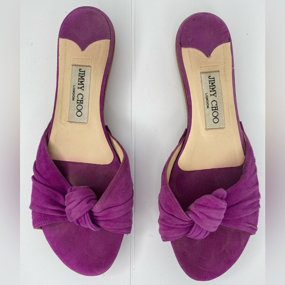 Jimmy Choo Shoes - Jimmy Choo Ness Violet Suede Purple Knot Sandals